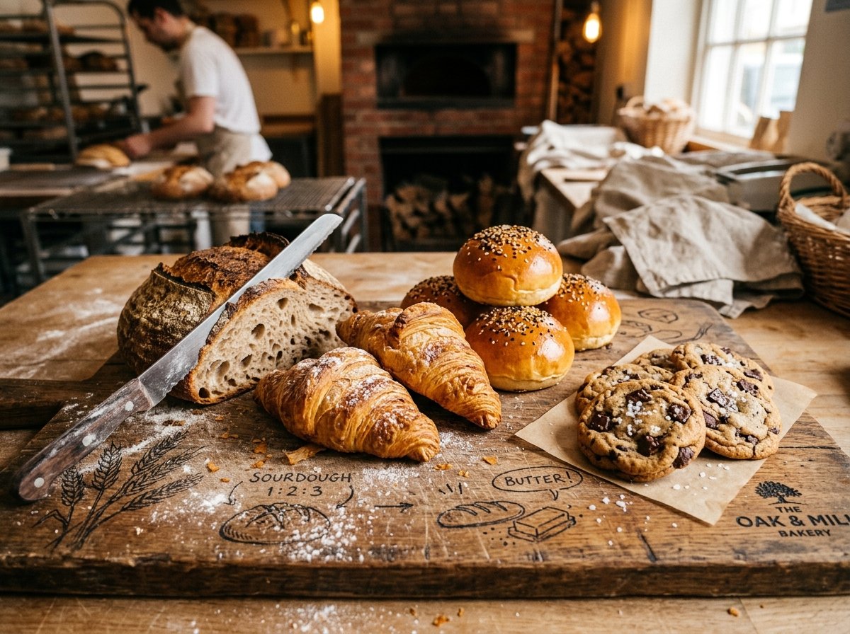Fresh Sourdough Bread, Croissants and Cookies